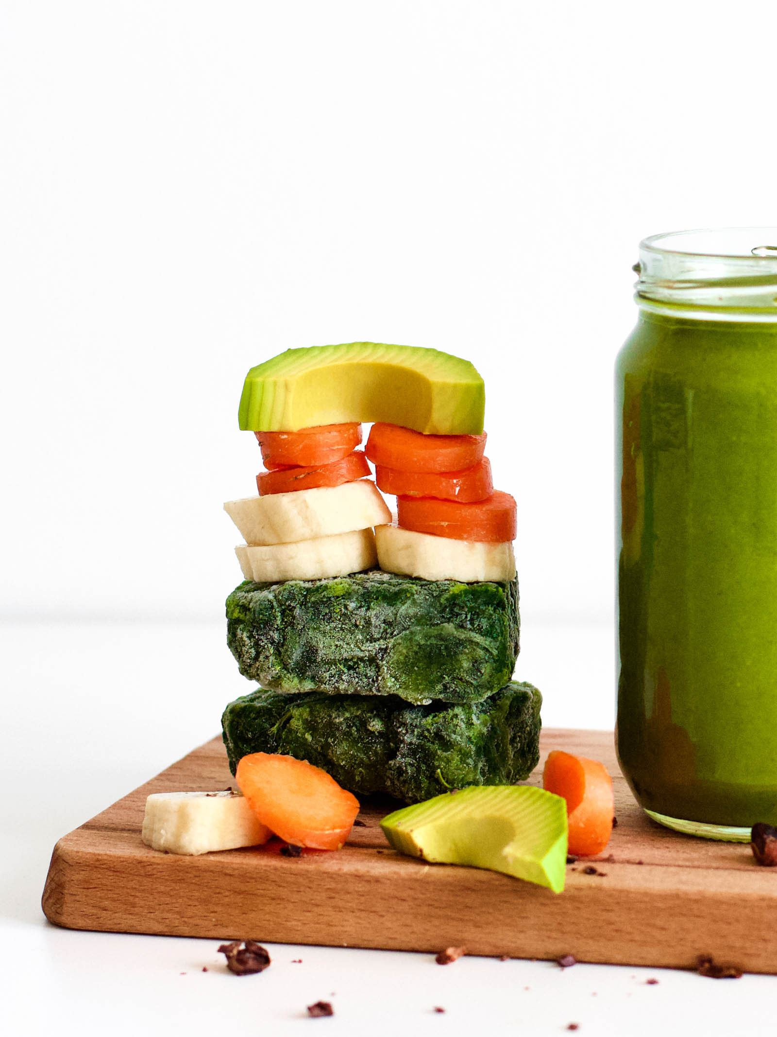 Stack of vegetables used for making the 5 Ingredient Simple Green Smoothie