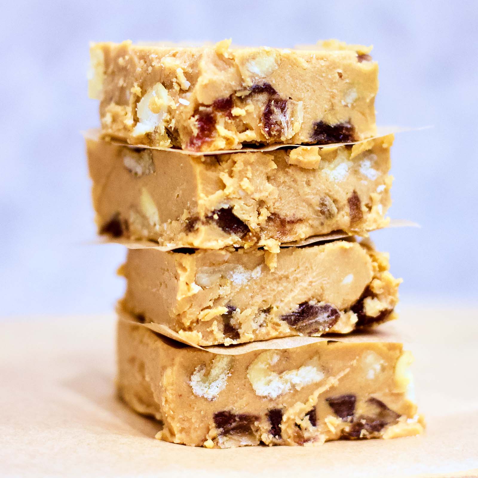 Stack of four Delicious Cashew Butter Fat Bombs