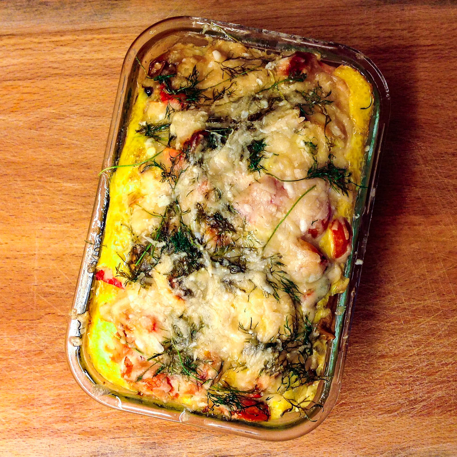 Freshly made, hot and juicy, Frittata Cavolo, top-down view
