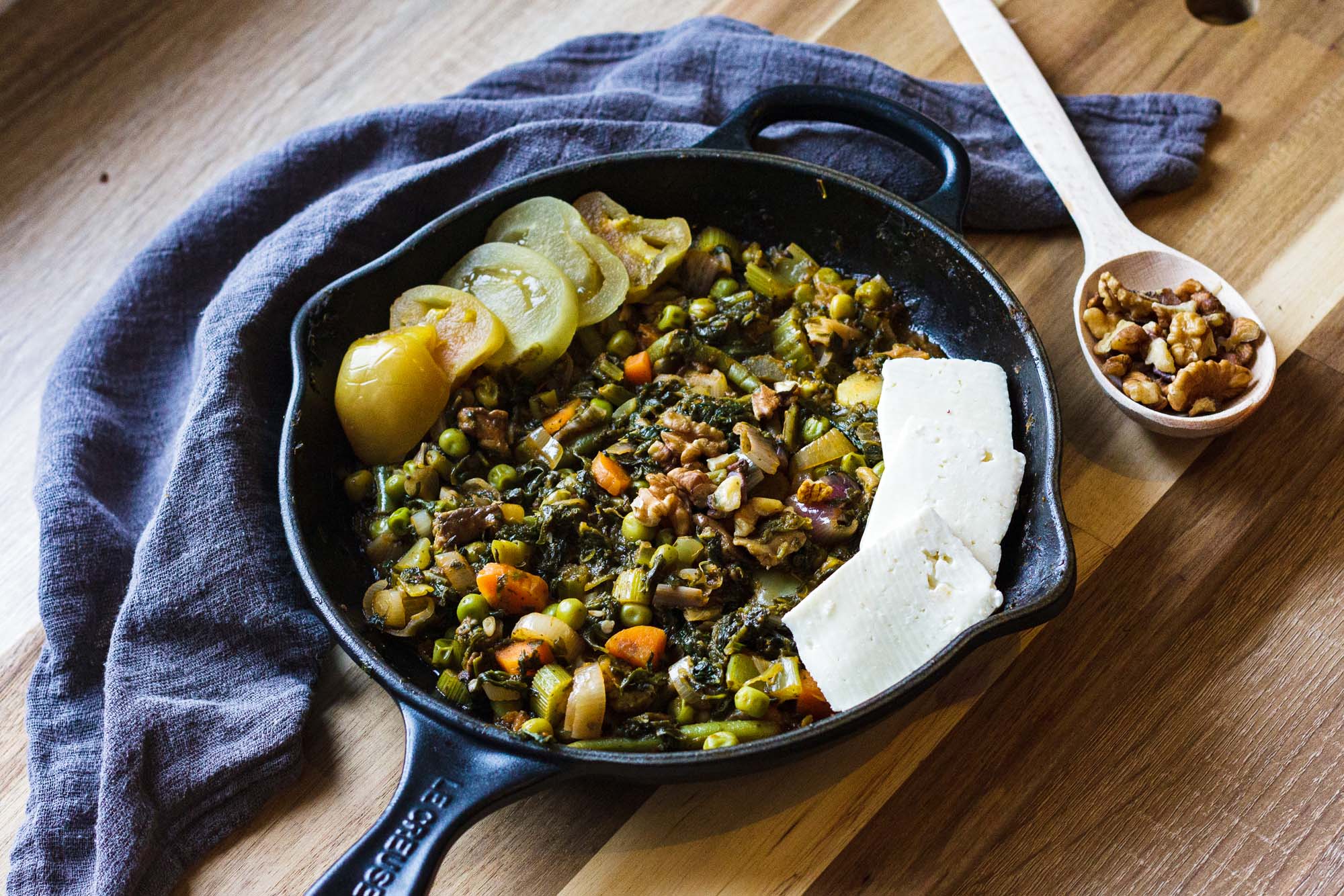 Skillet with Spinach and Lots of Vegetables