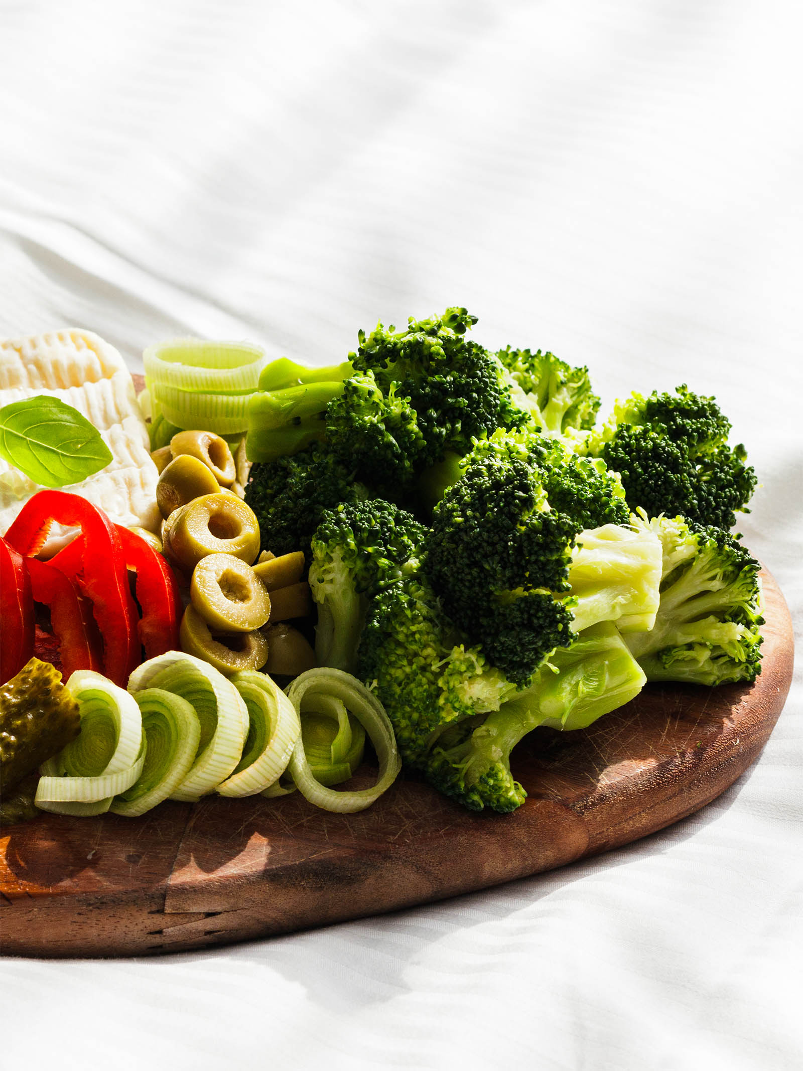 Vegetarian French Platter: La Brique and Vegetables presented on a white background, right side